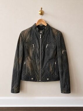 ARMA Genuine Leather Moto Jacket Black EU 36